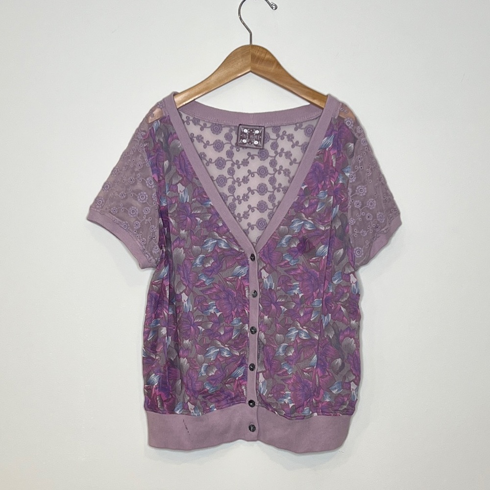 FREE PEOPLE Purple Floral Blouse